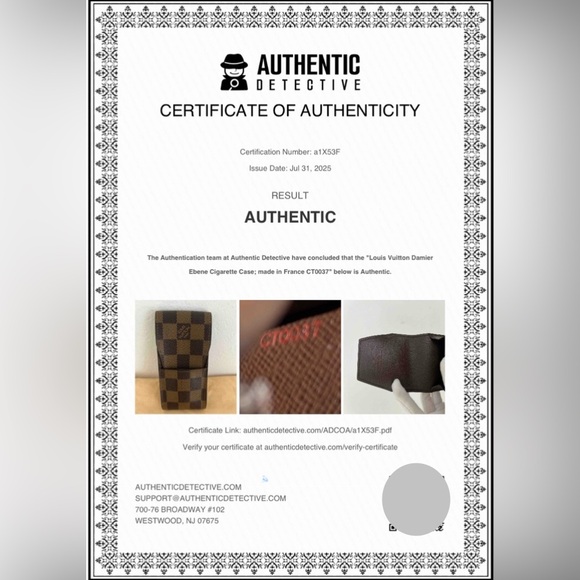 Louis Vuitton Damier Ebene Cigarette Accessory Case Unisex EUC COA Circa 2007 - Picture 17 of 17